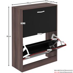 Home Discount Vida Designs 2 Drawer Shoe Cabinet Organizer Storage in Black - thumbnail 2