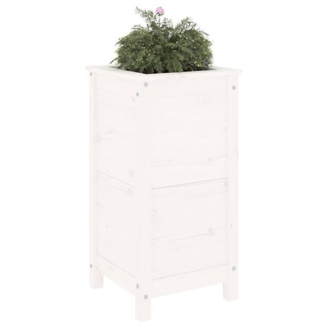 Berkfield Home Beautiful Garden Planter White 40x40x78 cm Solid Wood Pine - Size: 40 x 40 x 78 cm - image 1