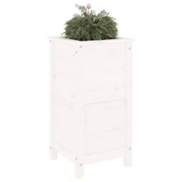 Berkfield Home Beautiful Garden Planter White 40x40x78 cm Solid Wood Pine - Size: 40 x 40 x 78 cm - thumbnail 1