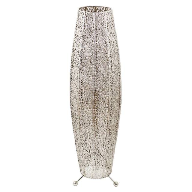Happy Homewares Traditional & Ornate Floral Moroccan Metal Floor Lamp in Silver - image 1