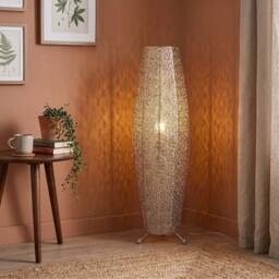 Happy Homewares Traditional & Ornate Floral Moroccan Metal Floor Lamp in Silver - thumbnail 6