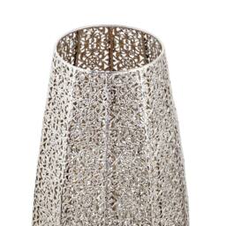 Happy Homewares Traditional & Ornate Floral Moroccan Metal Floor Lamp in Silver - thumbnail 4