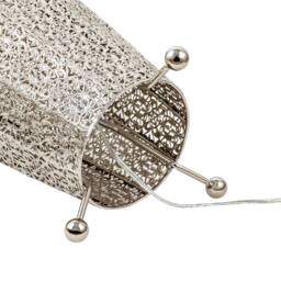 Happy Homewares Traditional & Ornate Floral Moroccan Metal Floor Lamp in Silver - thumbnail 5