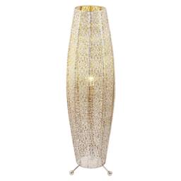 Happy Homewares Traditional & Ornate Floral Moroccan Metal Floor Lamp in Silver - thumbnail 2