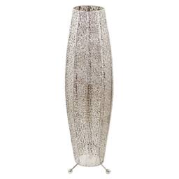Happy Homewares Traditional & Ornate Floral Moroccan Metal Floor Lamp in Silver - thumbnail 1