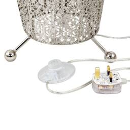 Happy Homewares Traditional & Ornate Floral Moroccan Metal Floor Lamp in Silver - thumbnail 3