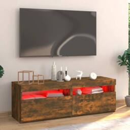 Berkfield Home TV Cabinet with LED Lights Smoked Oak 120x35x40 cm in Brown - Size: 120 x 35 x 40 cm - thumbnail 5