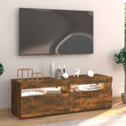 Berkfield Home TV Cabinet with LED Lights Smoked Oak 120x35x40 cm in Brown - Size: 120 x 35 x 40 cm - thumbnail 4