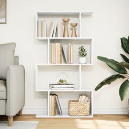 Berkfield Home Room Divider Bookcase 4-Tier White 70x24x129 cm Engineered Wood - Size: 70 x 24 x 129 cm - thumbnail 3