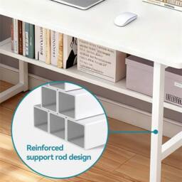 Nordara White Home Office Computer Desk Workstation With Shelf - thumbnail 5