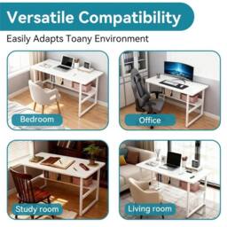 Nordara White Home Office Computer Desk Workstation With Shelf - thumbnail 4