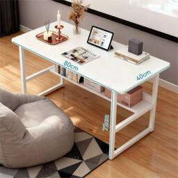 Nordara White Home Office Computer Desk Workstation With Shelf - thumbnail 2