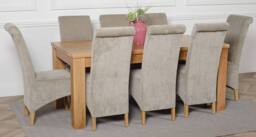 Thats Furniture Dakot 182 x 92cm Oak Large Dining Table & 8 Montana Fabric Chairs in Grey - Size: 182 x 92 cm - thumbnail 3