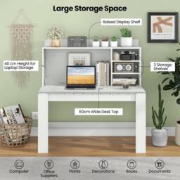 NESTLUNE Home Office Desk Bedroom Writing Desk in White - Size: 100 cm x 15 cm - thumbnail 5