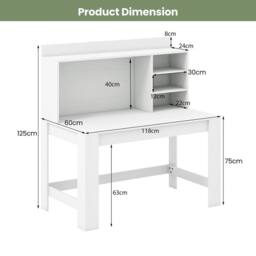 NESTLUNE Home Office Desk Bedroom Writing Desk in White - Size: 100 cm x 15 cm - thumbnail 2