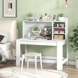NESTLUNE Home Office Desk Bedroom Writing Desk in White - Size: 100 cm x 15 cm - thumbnail 3