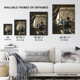 Artery8 The Allegory of Painting Vermeer Vintage Framed Wall Art Print - Size: A4 - thumbnail 3