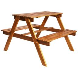 Berkfield Home Kids Picnic Table with Parasol 79x90x60 cm Solid Acacia Wood in Brown - Size: 79 x 90 x 60 cm - thumbnail 4