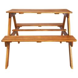 Berkfield Home Kids Picnic Table with Parasol 79x90x60 cm Solid Acacia Wood in Brown - Size: 79 x 90 x 60 cm - thumbnail 6