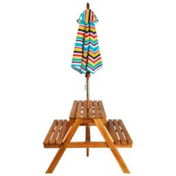 Berkfield Home Kids Picnic Table with Parasol 79x90x60 cm Solid Acacia Wood in Brown - Size: 79 x 90 x 60 cm - thumbnail 3