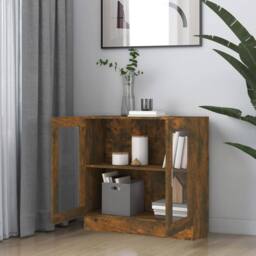 Berkfield Home Vitrine Cabinet Smoked Oak 82.5x30.5x80 cm Engineered Wood in Brown - thumbnail 6