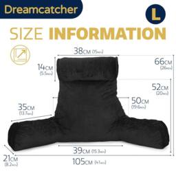 Dreamcatcher XL Reading Pillow Dark Black Velvet Memory Foam Support Cushion - thumbnail 7