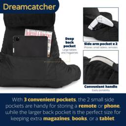 Dreamcatcher XL Reading Pillow Dark Black Velvet Memory Foam Support Cushion - thumbnail 5