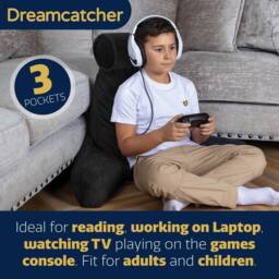 Dreamcatcher XL Reading Pillow Dark Black Velvet Memory Foam Support Cushion - thumbnail 4