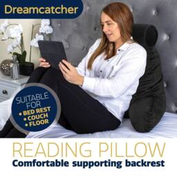 Dreamcatcher XL Reading Pillow Dark Black Velvet Memory Foam Support Cushion - thumbnail 2
