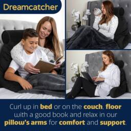 Dreamcatcher XL Reading Pillow Dark Black Velvet Memory Foam Support Cushion - thumbnail 3