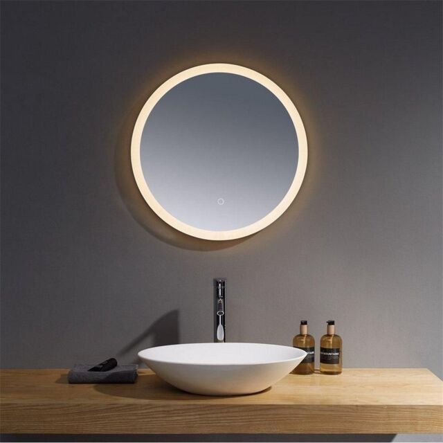 Clifton 60cm Round LED Bathroom Wall Mirror with Touch Sensor in Natural - image 1