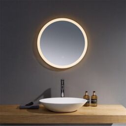 Clifton 60cm Round LED Bathroom Wall Mirror with Touch Sensor in Natural - thumbnail 1