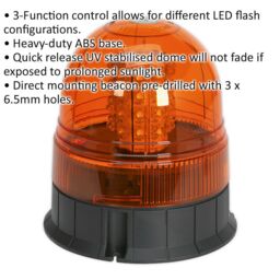 Loops 12V / 24V LED Rotating Amber Hazard Beacon Light - 3x Bolt Roof Fixing Points - thumbnail 2