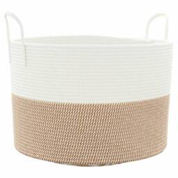 Berkfield Home Storage Basket Brown & White √ò51x33 cm Cotton - Size: 51x33 cm