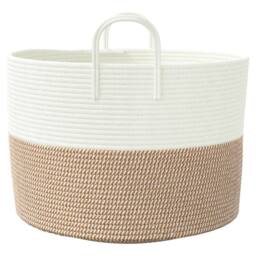 Berkfield Home Storage Basket Brown & White √ò51x33 cm Cotton - Size: 51x33 cm - thumbnail 5