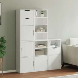 Berkfield Home Side Cabinets 5 pcs ODDA White 40x24x79 cm Solid Wood Pine - Size: 40 x 24 x 79 cm - thumbnail 1