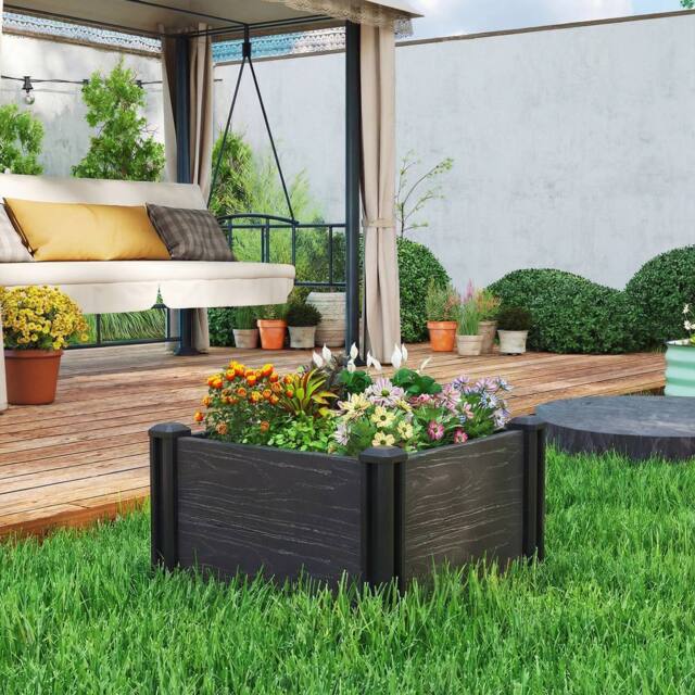 OUTSUNNY 2 x 2 x 1ft Vinyl Raised Garden Bed Kit, Dark Grey - image 1