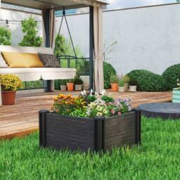 OUTSUNNY 2 x 2 x 1ft Vinyl Raised Garden Bed Kit, Dark Grey - thumbnail 1