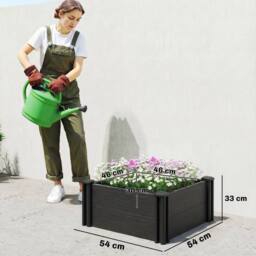 OUTSUNNY 2 x 2 x 1ft Vinyl Raised Garden Bed Kit, Dark Grey - thumbnail 3