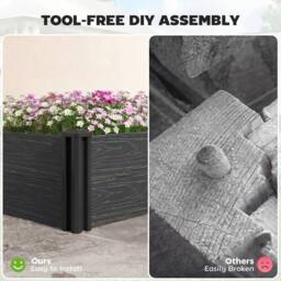 OUTSUNNY 2 x 2 x 1ft Vinyl Raised Garden Bed Kit, Dark Grey - thumbnail 4