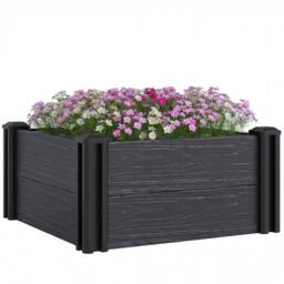 OUTSUNNY 2 x 2 x 1ft Vinyl Raised Garden Bed Kit, Dark Grey - thumbnail 2