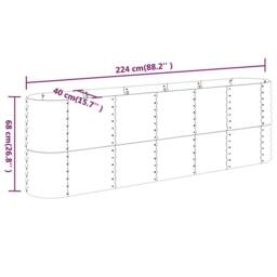Berkfield Home Garden Raised Bed Powder-coated Steel 224x40x68 cm Silver - Size: 224 x 40 x 68 cm - thumbnail 6