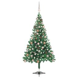 Berkfield Home Artificial Pre-lit Christmas Tree with Ball Set 180cm 564 Branches in Green - thumbnail 1