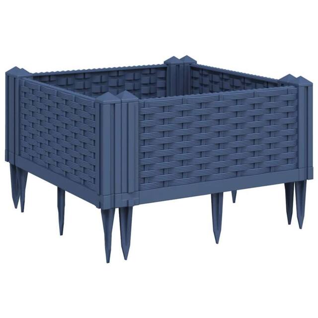 Berkfield Home Garden Planter with Pegs Blue Grey 42.5x42.5x28.5 cm PP in Dark Blue - image 1
