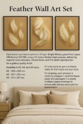 "Mafett Set of 3 Luxury Canvas Wall Art Golden Feather Symphony in Gold - Size: W24"" x H32""" - thumbnail 3