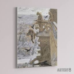 "Artery8 Luc Olivier Merson Notre Dame Paris France Canvas Wall Art Print in Grey - Size: W12"" x H16""" - thumbnail 2