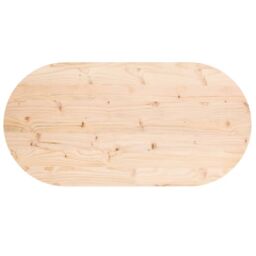 Berkfield Home Table Top 100x50x2.5 cm Solid Wood Pine Oval in Brown - thumbnail 4