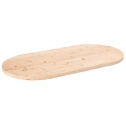 Berkfield Home Table Top 100x50x2.5 cm Solid Wood Pine Oval in Brown - thumbnail 1
