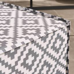 OHS Geometric Print Garden Pouffe Outdoor Stool Footrest Table Side Chair in Grey - thumbnail 2