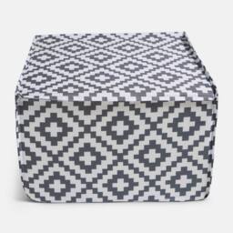 OHS Geometric Print Garden Pouffe Outdoor Stool Footrest Table Side Chair in Grey - thumbnail 4